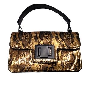 Steve Madden BChristy Bag Gold and Black Removable Handle